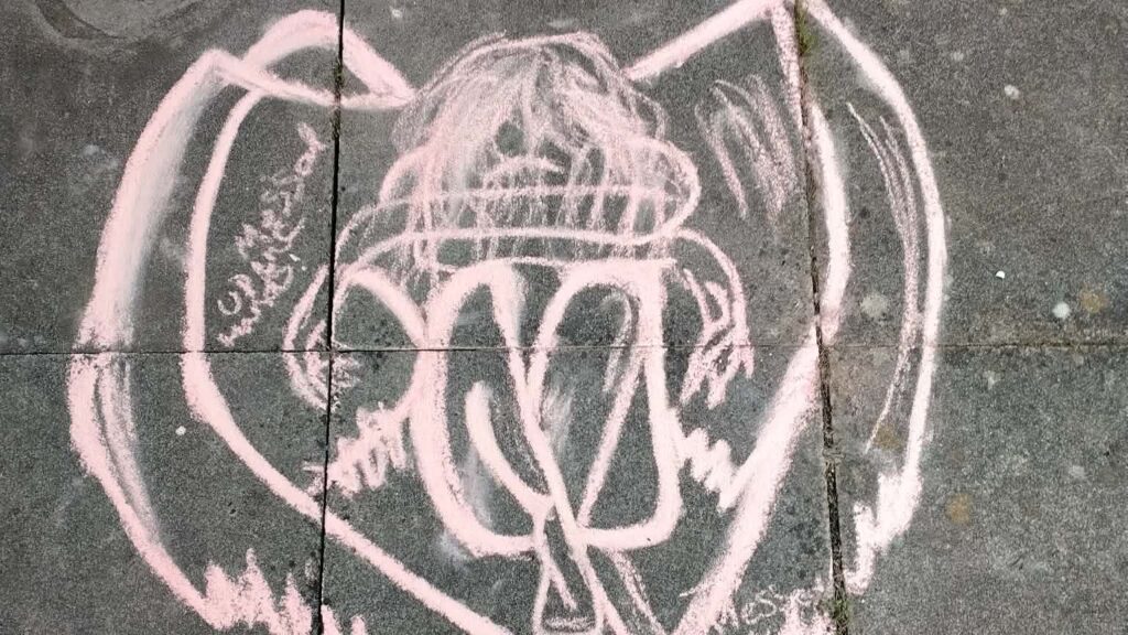 Fallen angel in chalk by Reece Hayes